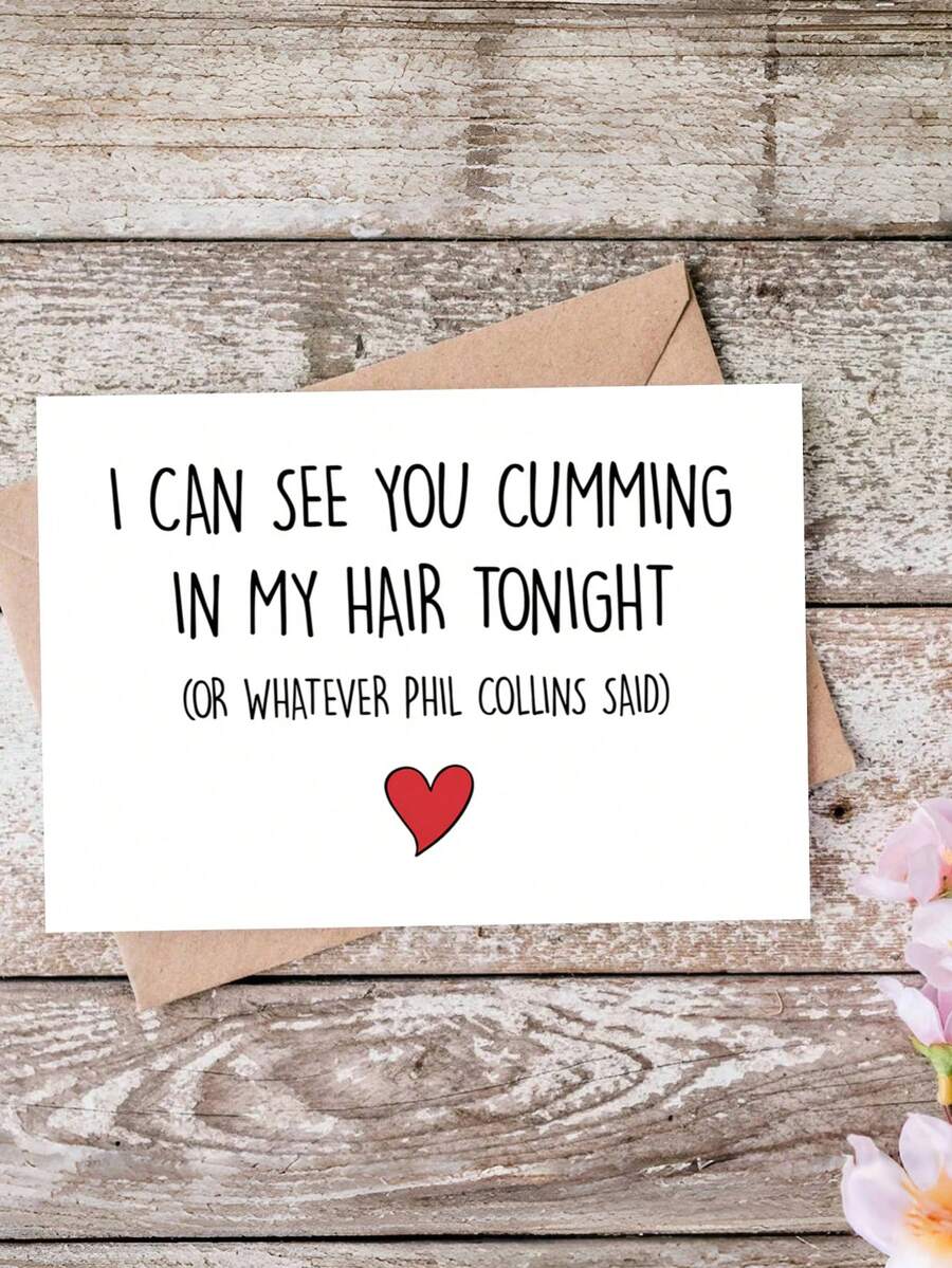 1pc Valentine's Day Card With Envelope - Funny & Sexy Naughty Greeting Card For Husband, Boyfriend, Fiance - Blank Inside For Anniversary, Birthday Or Valentine's Gift