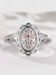 1 件玫瑰金基督教十字架戒指，适合女士女孩耶稣基督戒指宗教珠宝情人节礼物、妈妈、母亲节礼物 - 玫瑰金 - 查看 1