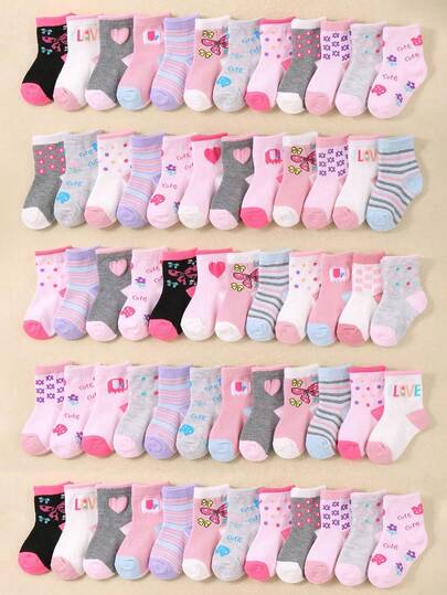 6/12 Pairs Random Style Baby Socks, Includes Floral, Butterfly, Striped Patterns, Suitable For Baby Boys And Girls, Soft And Comfortable Casual Ankle Socks, Cute Socks For Baby Shower Party Decoration