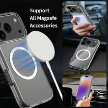 Funda de teléfono magnética Magsafe compatible con iPhone 17 Air 16 E 15 14 13 Pro Max 12 Mini 11, cubierta delgada de acrílico transparente - transparente - Ver 7