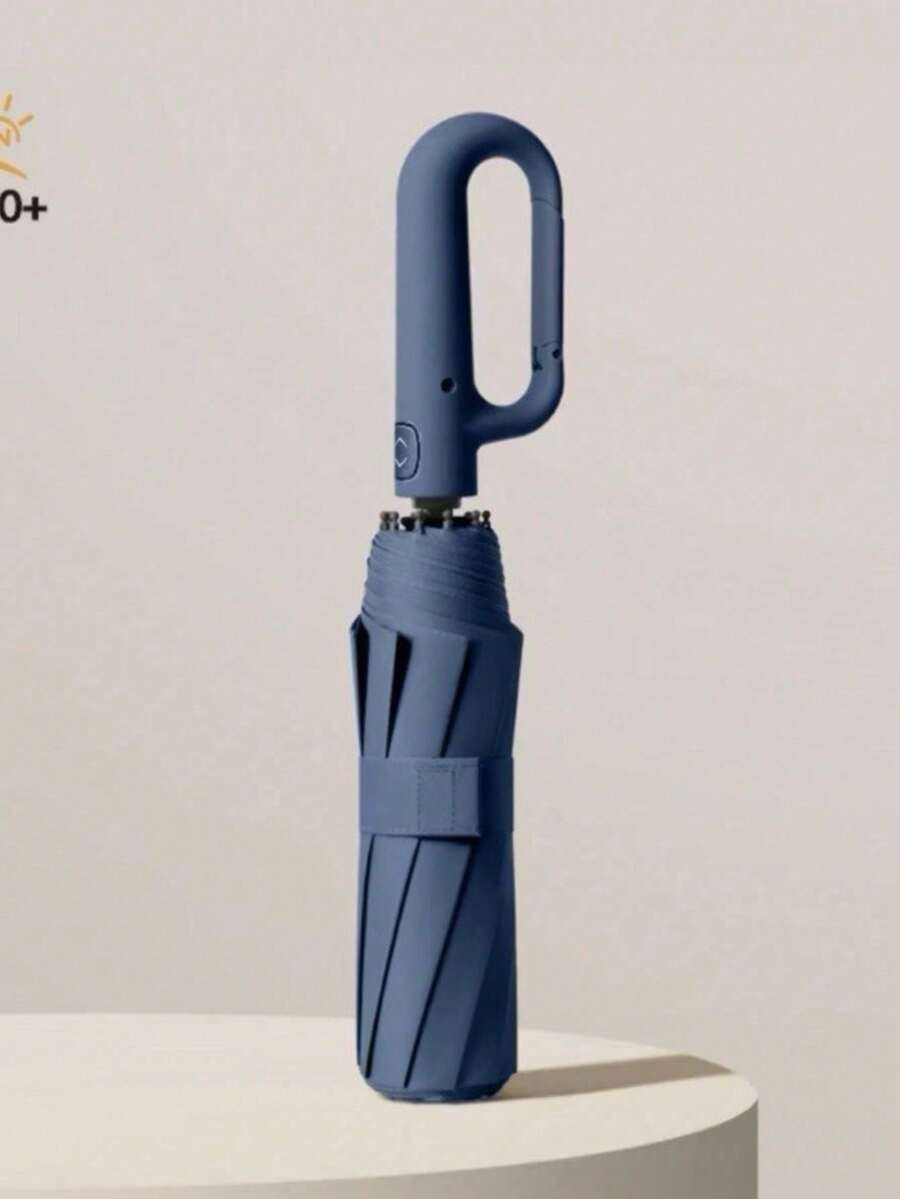 Automatic Folding Umbrella With UPF 50+ Sun Protection - Buckle Ring And Portable For Travel - Blue - View 1