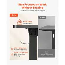 L Shaped Desk, Electric Adjustable Height Corner Gaming Desk With Dual Hooks, Heavy Duty Carbon Steel L-Shaped Computer Table With Power Outlets For Home And Office, Easy To Assemble, Black