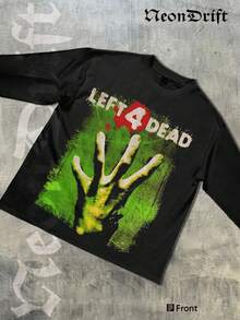 NeonDrift Halloween, Christmas, Thanksgiving Gifts-Glowing Handprint Graphic T-Shirt - Vibrant Neon Design For Gaming Enthusiasts, Perfect For Festivals And Night Outfits,  Streetwear Style - màu đen - Xem 1