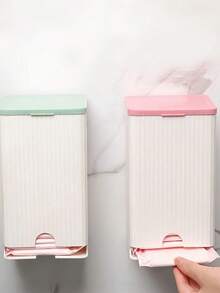 1PC Wall-Mounted Sanitary Napkin Storage Box & Small Item Organizer | Bathroom Tissue Holder For Toilet Paper, Pads, Essentials | Space-Saving Home Organization For Bathroom, Bedroom, Kitchen, Office (Waterproof, Durable) - 粉紅色 - 查看 6
