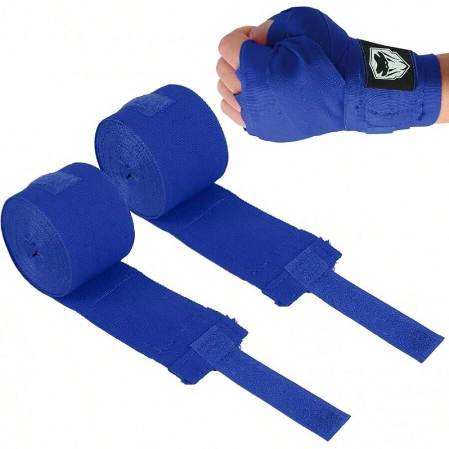 Vendas de boxeo, guardamanos de boxeo, vendas elásticas para manos, paquete de 2 vendas deportivas (5), vendas para artes marciales mixtas Guardamanos elásticos para protección de muñecas y nudillos - Azul Marino - Ver 1