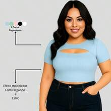 Cropped Plus Size Hollow Neckline Comfort And Elegance - Celeste - Ver 3