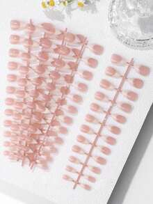 Set de 5 tiras de uñas blancas degradadas, puntas de uñas de diferentes estilos disponibles: stiletto largas, almendra cortas, óvalo cortas, cuadradas cortas, suministros de uñas - Multicolor - Ver 2