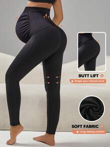 Maternidade Sólido Cintura Larga Calças Skinny