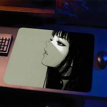 Glass Mouse Pad Black Japanese Anime Cool Hard Mouse Pads For Gaming, Professional Large Mouse Mat 17.72*15.75 Inch, Special Glass Surface With Improved Precision And Speed