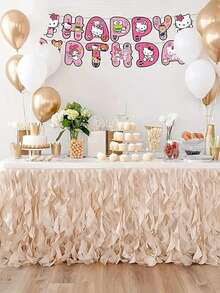 1 Set Sanrio Kuromi Themed Decorative Pennant Flags, Cute Hello Kitty Banner, Children's Birthday Hanging Decorations, Party Atmosphere Hanging Ornaments - Multicolor - View 5