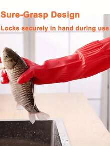 21.65 Inch/55cm Waterproof Extra Long Cleaning Gloves - Non-Slip Reinforced - Gloves For Cleaning Pond Soil - Extra Long Household Rubber Gloves For Dishwashing (Dishwasher/Aquarium/Washing Machine ) - Red - View 6