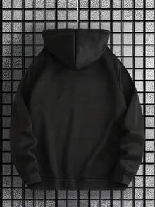 Sudadera con capucha de estampado de flor de cerezo para hombres Ling Moyun - Rosa vibrante con texto japonés y gráfico de Tokio, capucha con cordón ajustable, bolsillo canguro, diseño floral frontal/trasero, ajuste regular, ropa casual cómoda para el día a día - Negro - Ver 6