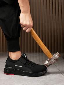 Men's Construction Safety Shoes Anti-Smashing, Anti-Piercing Work Shoes - 黑色 - 查看 2