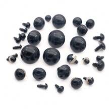 50 Stück 5mm-24mm Kunststoffaugen mit Unterlegscheiben, Bastelaugen für Amigurumi, Stofftiere, Häkelprojekte, Teddybären, DIY schwarze Augen, Herstellungszubehör - Schwarz - Übersicht 9