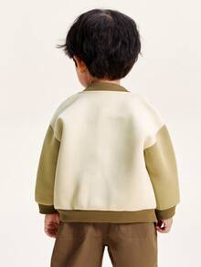 mini bala Kids College Style Baseball Jacket Soft Durable Comfortable Fall Outerwear - Light Khaki - View 3