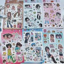 1PC可爱少女角色贴纸千年少女手账原创卡手机动漫动画 - 彩色 - 查看 5