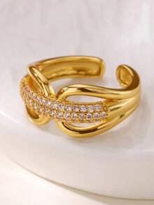 Zirconia Owl Shape Rings For Women Gold Color Geometric Owl Adjustable Finger Rings Wedding Couple Luxury Jewelry Gifts Valentine's Day Gift - Yellow Gold - View 10