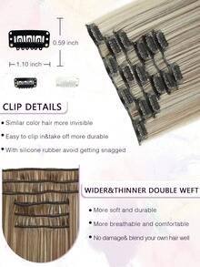 Clip In Hair Extensions 6PCS Straight 20" Hair Extensions For Women,Heat Resistant Synthetic Hairpiece For Women Daily - Multicolor - View 5