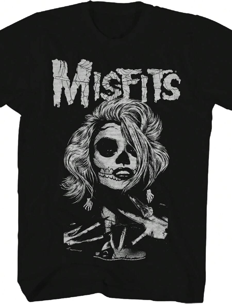 Misfits Band T Shirt Web Woman Adult Black Short Sve American Punk Rock Music Graphic Tees - 黑色 - 查看 1