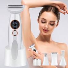 1pc USB Rechargeable 5W Electric 5-In-1 Multifunctional Lady Eyebrow Trimmer, Intimate Hair Removal Razor - White - View 5