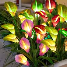 10 PCS 5-Head Calla Lily Solar Lights, Outdoor, Garden, Pathway Decor, Illumination (White, Red, Purple, Blue, Yellow) - 5頭馬蹄蓮 - 查看 4