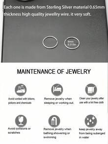 2pcs 8mm Pure Silver Nose Ring Cartilage Hoop Earrings Lip Piercing Jewelry, 22G*0.65mm - White Gold - View 9