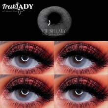 FRESH LADY Freshlady 镜片，适合在校学生，处方极光灰色彩色隐形眼镜，1 年一次性，万圣节服装角色扮演 - 淺灰色 - 查看 4