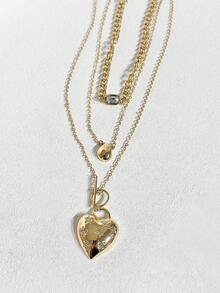 Shescity 1 Chiếc vòng cổ nữ thời trang và tinh tế hình trái tim đính đá Zirconia siêu nhỏ, nhiều lớp, đa năng và sáng tạo. - Vàng - Xem 4