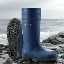 HISEA Men's Rain Boots PVC Rubber Boots, Waterproof Garden Fishing Outdoor Work Boots, Durable Slip Resistant Knee Boots For Agriculture And Industrial Working - 藏蓝色 - 查看 3