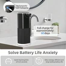 DONASIRA 1 件自动皂液器，黑色泡沫型，自动泡沫分配器家居浴室装饰秋季装饰返校 - 黑色泡棉款 - 查看 6