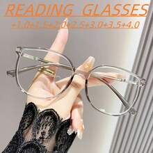 Women's Large Frame Blue Light Blocking Multi-Focus Reading Glasses - Round/Rectangular Color-Changing Edge Design, +1.0 To +5.0 Magnification, Anti-Fatigue Suitable For Digital Devices, Computers, And Book Reading - Fashionable And Durable Full Frame - Màu xám trong suốt - Xem 3