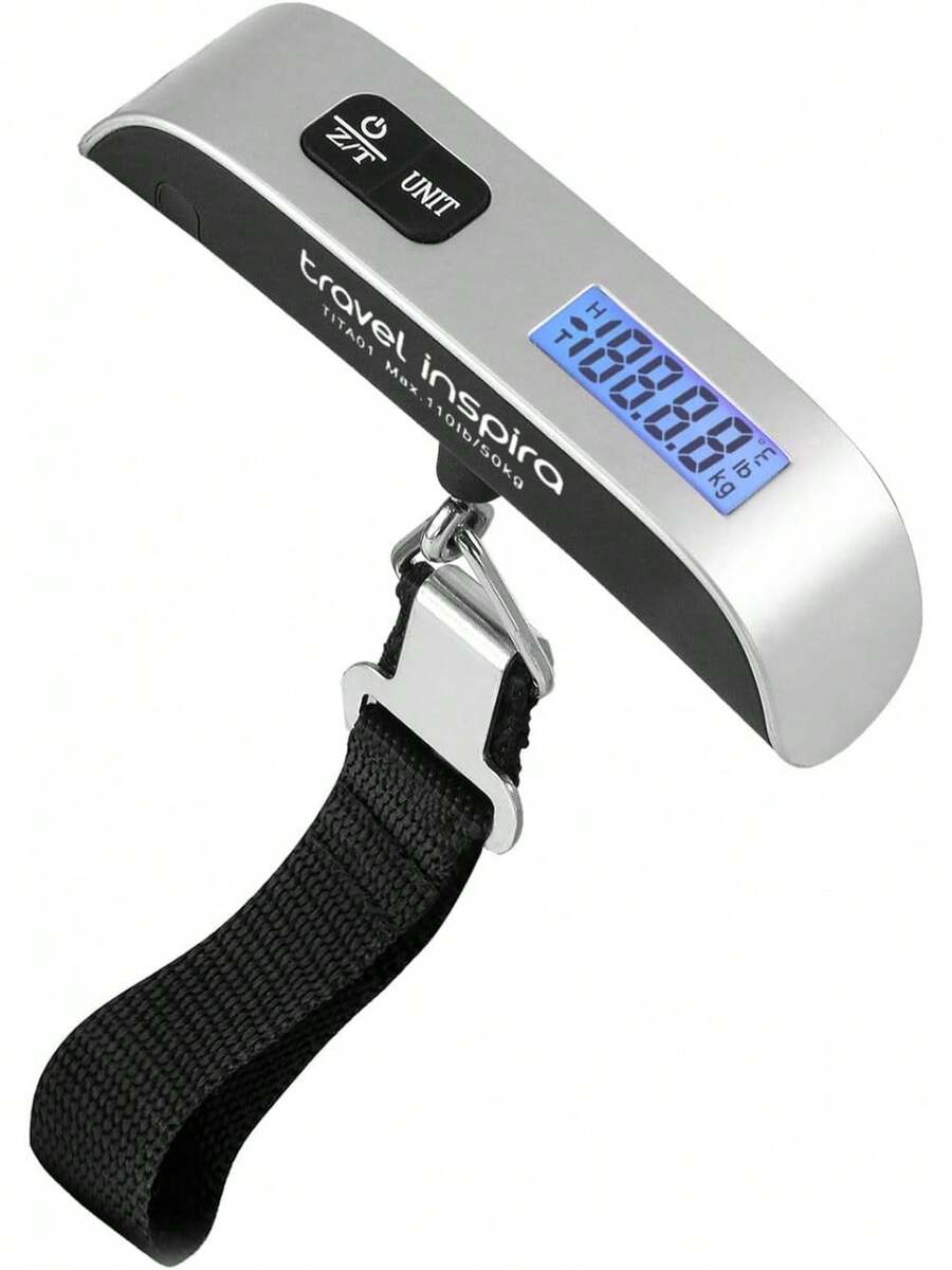 Báscula Digital Portátil para Equipaje con una Capacidad de 110 lbs/50 kg, Superficie Recubierta de Goma, Batería Incluida - Perfecta para Viajar y Pesar Maletas y Bolsas - Rosa - Ver 1