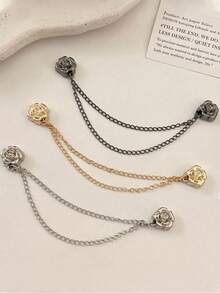 3pcs/Set Adjustable Magnetic Camellia Cuff Clips - Durable Alloy, Detachable Hem Clips, Suitable For T-Shirts, Dresses, Pants, Shorten Oversized Sleeves