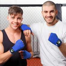 Vendas de boxeo, guardamanos de boxeo, vendas elásticas para manos, paquete de 2 vendas deportivas (5 m), vendas para artes marciales mixtas Guardamanos elásticos para protección de muñecas y nudillos - Azul Marino - Ver 2