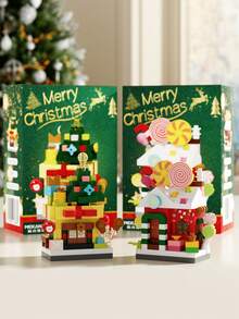 1292 Stücke Weihnachts Mikropartikel Bauklötze Set, Haus Bauklötze Konstruktionsspielzeug, inklusive Weihnachtsmann, Rentier, Schneemann, Weihnachtshaus, Weihnachtsstrumpf Bauklötze, DIY Bauklötze Spielzeug, Feiertags Dekorationen, Weihnachtsparty Dekorationen, geeignet als Weihnachtsgeschenke.