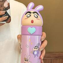 Crayon Shin-Chan Character Stainless Steel Vacuum Tumbler With Straw, Official Licensed Double-Wall Insulated Cup For Hot & Cold Drinks, Cute Cartoon Travel Mug Gift For Kids Fans (Kawaii Rabbit Style)