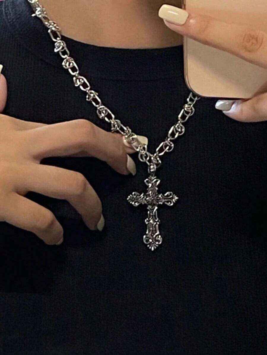 1PC Gothic Pendants Necklace For Men Couple Kpop Punk Chain Necklaces Long Korean Fashion Y2K Jewelry On The Neck Gift - 吊墜項鍊 - 查看 1