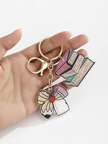 1pc Handmade DIY Acrylic Bow, Book, Pencil Keychain Pendant, Book Bow Pencil English Letter Keychain, English Slogan Rainbow Graduation Season, Back To School Season, Teacher's Day Keychain, Graduation Season Classmate Reunion For Teachers Christmas Gift Ideas Bag Lanyards With Id Holder Car Accessories Bag Charms