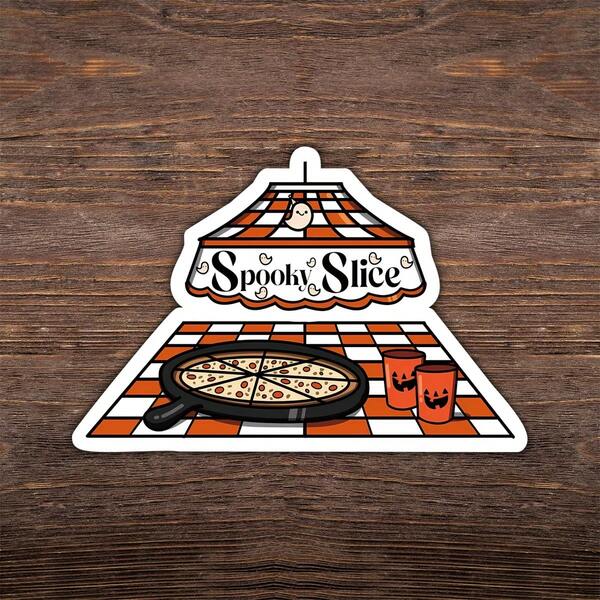 1 pieza de 3 pulgadas Pegatina de rebanada de pizza espeluznante, diseño espeluznante y con queso para estudiantes, creadores y amantes de las meriendas de Halloween. Perfecto para diarios, portátiles, botellas de agua y cualquiera que crea que la pizza puede ser deliciosamente aterradora.