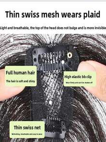 4x6CM Human Hair Swiss Net Invisible Breathable Hair Piece Straight Topper Increase Hair Volume For Ladies Quickly Two Styles Human Hair Bangs Wig - Natural-Looking Bangs Clip-In For Women Sleek Hairpiece Secure Clip Attachments - SNatural - Xem 11
