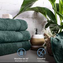 Komfortec Set Of 8 Hand Towels 100% Cotton, 4 Bath Towels 70 X 140 Cm And 4 Hand Towels 50 X 100 Cm, Terry Cloth, Soft, Towel, Large, Anthracite Grey/Blossom Pink - Dark Green - View 3