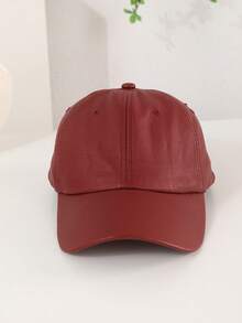 1 pièce Casquette de baseball vintage unisexe en PU de couleur unie, réglable et douce, convient pour les sorties décontractées et les rendez-vous - couleur unie - Voir 5