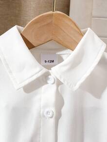 مجموعة فستان قميص أكمام طويلة وتنورة ميني جينز للبنات الرضع، طراز راقي وأنيق