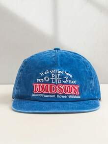 1pc Vintage Washed Embroidered Letter Soft Top Baseball Cap, Retro Style Adjustable Snapback Hat