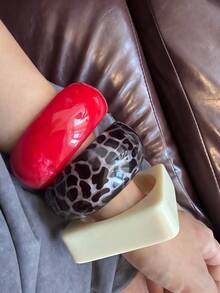 1-3 PCS Bracelet Set Resin Bangle Red White Gold Glossy Chunky Fashion Acrylic Gift For Girlfriend, Holiday Gift, Suitable For Daily Wear, Valentine's Day Gift, Date Wear