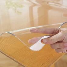 1.0mm Thick Transparent PVC Table Cover Protector - Heat Resistant, Scratch-Proof, High Quality, Easy To Install On Wood, Glass And Metal Surfaces - Multipurpose Rectangular Tablecloth, Suitable For Home And Office Protection - White - View 3