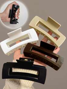 4个/1个 11厘米/4.33英寸 女士柔软硅胶不刮伤发夹，时尚百搭高端优雅简约纯色发爪，适合日常、休闲、派对、通勤、海滩、盘发、马尾辫、洗脸、化妆等场合，冬季发饰，女士头巾冬季发饰优雅发爪夹 - 彩色 - 查看 11