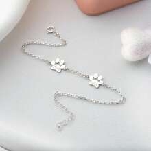 个性化宠物名字手链 - 定制刻字不锈钢迷你爪印手链，适用于猫狗，简约动物爱好者饰品，毕业礼物、母亲节礼物、可调节宠物纪念友谊手链、圣诞节礼物 - 白色 - 查看 12