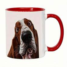 1pc Basset Lover's Ceramic Mug - 11oz Insulated Cup For Hot & Cold Drinks, Cute Full-Body Dog Design, Perfect Gift For Pet Owners, Hand Wash Only, Dog Mug - All White - View 7