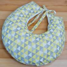 Nursing Pillow Cover Refill Model In Printed Fabric - Yellow and Gray Diamonds - View 5
